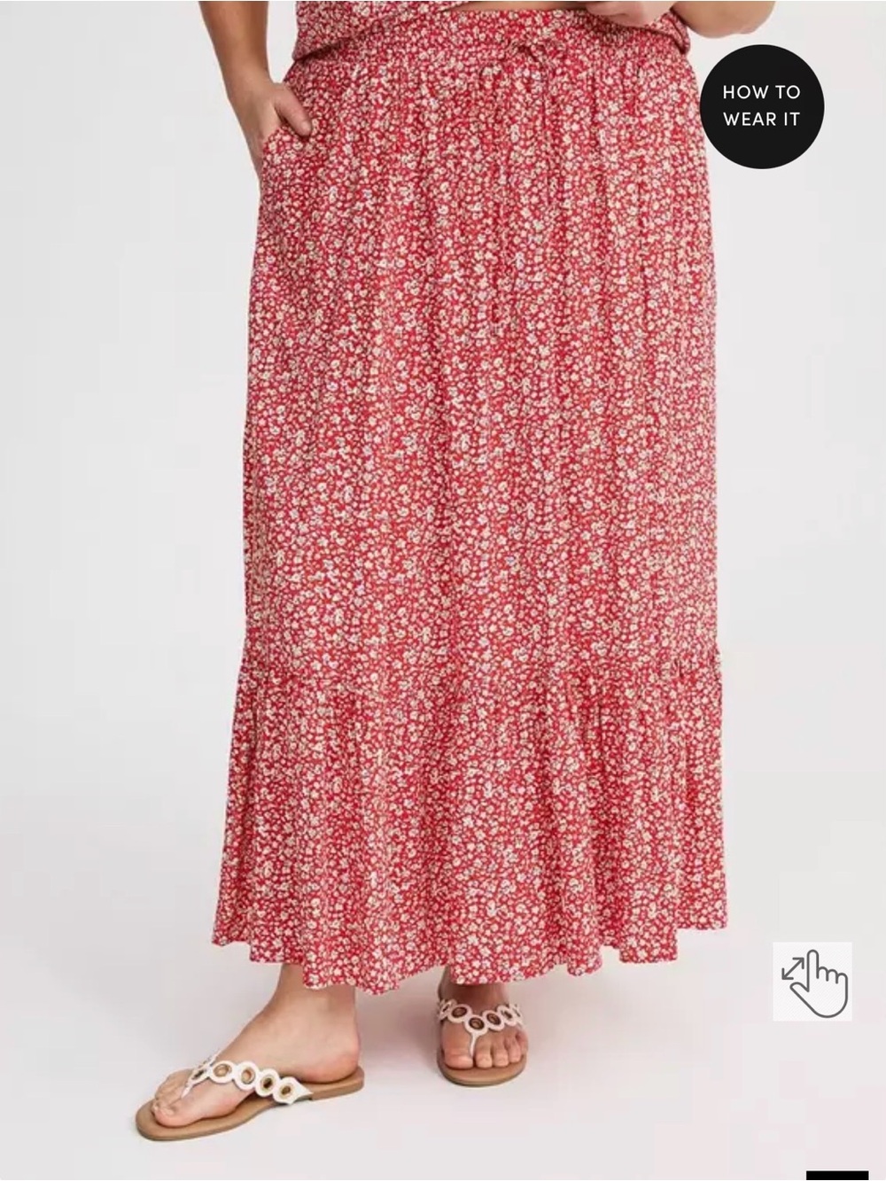 NWT Torrid Red Floral Tiered Maxi Skirt (Matching Top Listed)